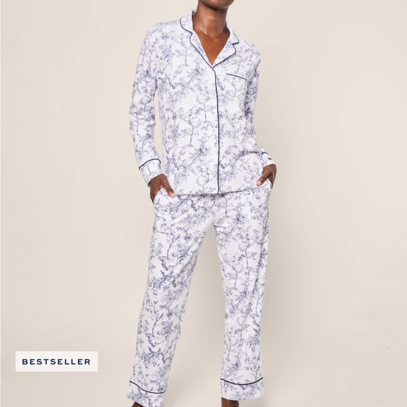 Petite Plume Women's Pima Pajama in Blue Timeless Toile M - Picture 3 of 8